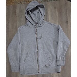 Eddie Bauer Gray Full Zip Fleece Lined Hooded Sweatshirt Jacket Women M